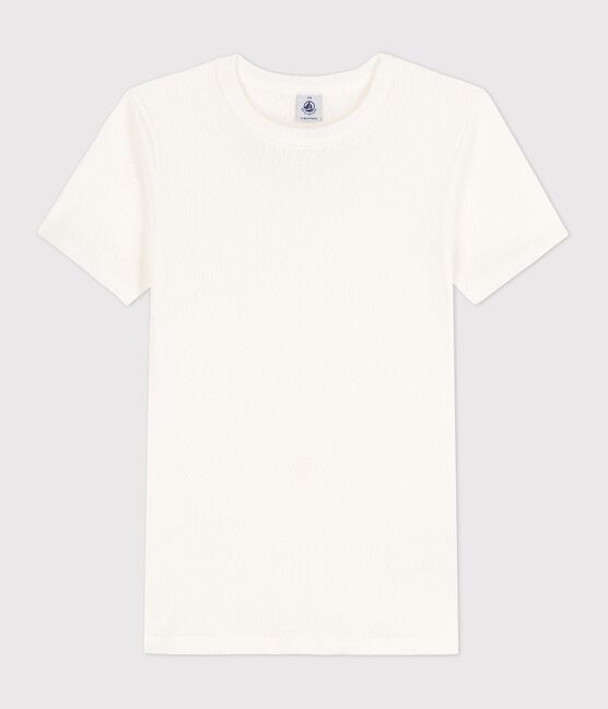 Women's Iconic Openwork Cotton T-Shirt MARSHMALLOW white