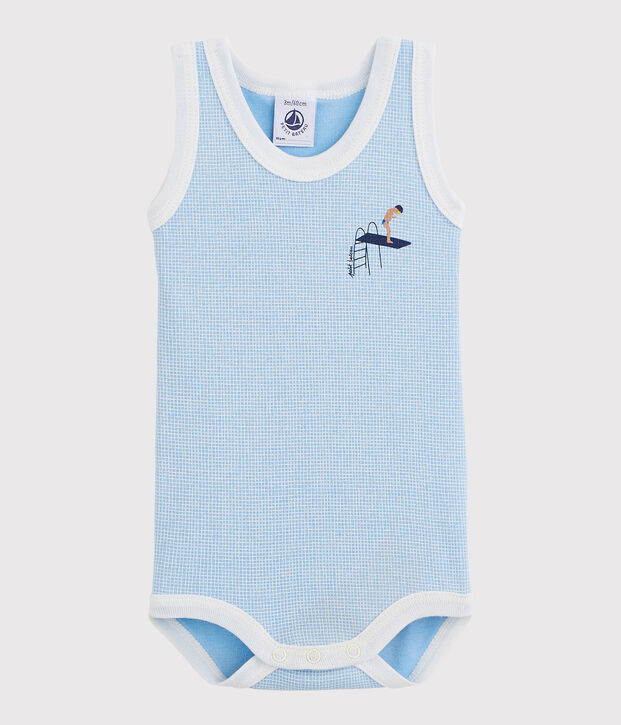 Baby Boys' Sleeveless Bodysuit blue/white