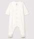 Babies' White Petit Bateau Screen Printed Organic Cotton Velour Sleepsuit