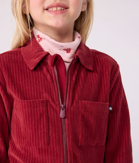 Children's long jumpsuit in plain terry velour AMARANTE