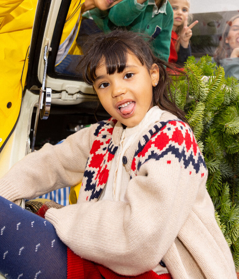 Girls' Wool/Cotton Cardigan beige/multicolor