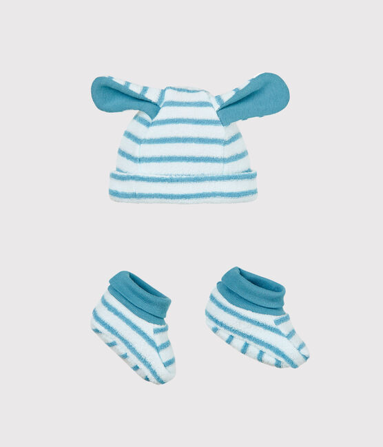 Unisex baby striped bonnet and bootees variante 1