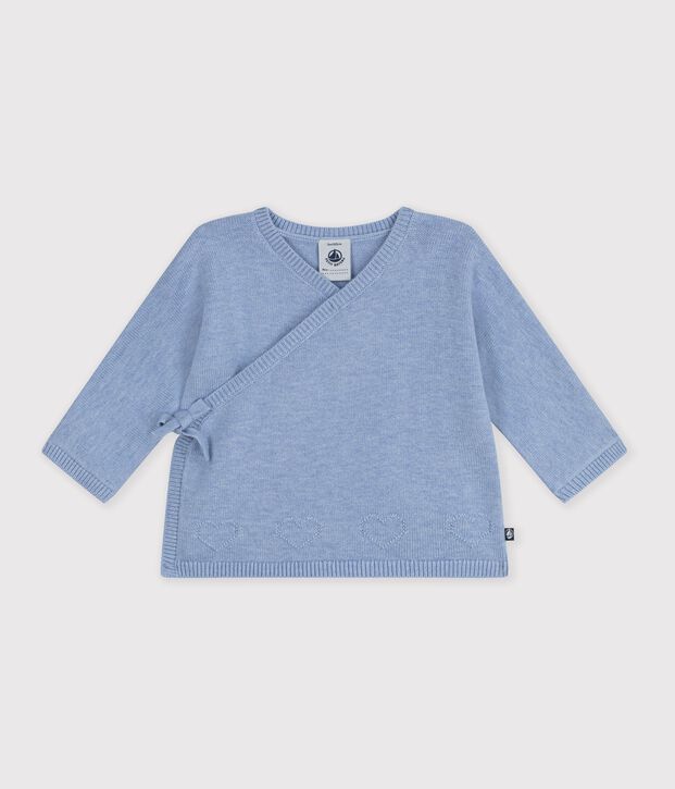 Babies' wool and cotton knit wrapover top POLAIRE