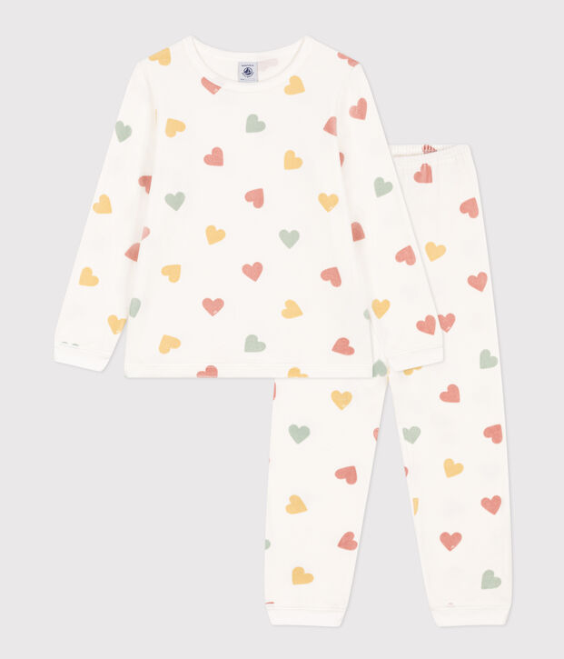 Girls' Heart Velour Pyjamas white/multicolor