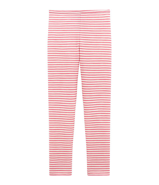 Little girl's wool and cotton leggings CHEEK pink/MARSHMALLOW white