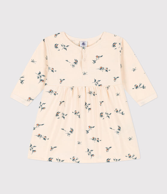 Babies' Long-Sleeved Jersey Dress AVALANCHE white/MULTICO