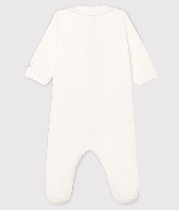 Babies' Zip-Up Velour Sleepsuit white