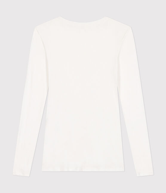 Women's long-sleeved dancer neck T-shirt   MARSHMALLOW white