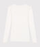 Women's long-sleeved dancer neck T-shirt   MARSHMALLOW white