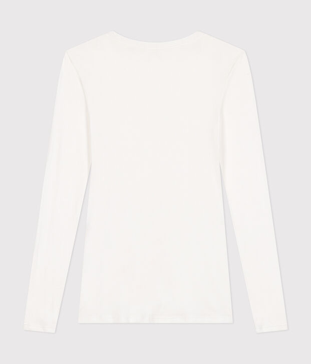 Women's long-sleeved dancer neck T-shirt white