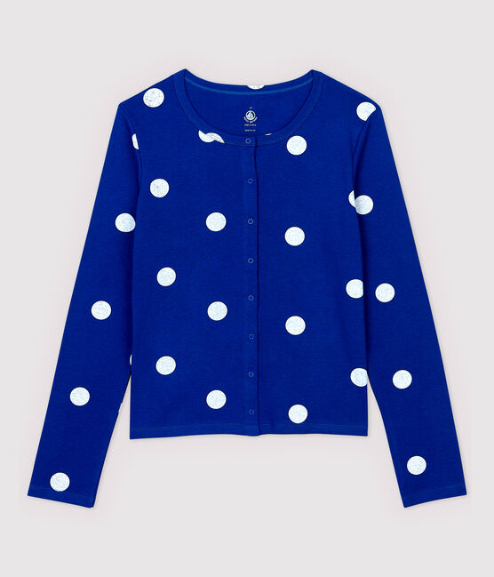 Women's Printed Linen and Cotton Blend Cardigan SURF blue/MARSHMALLOW white