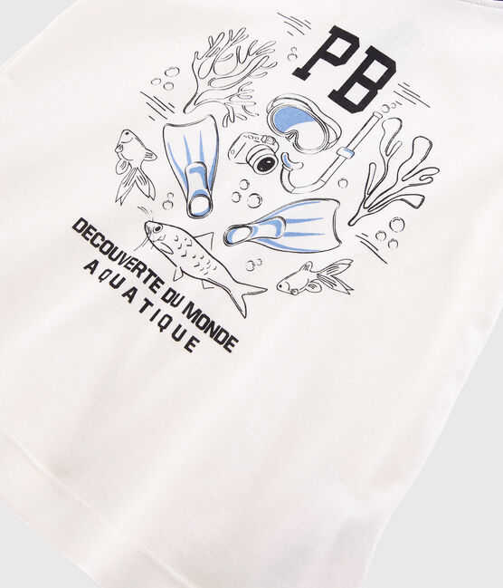 Boys' Short-Sleeved Cotton T-Shirt MARSHMALLOW white