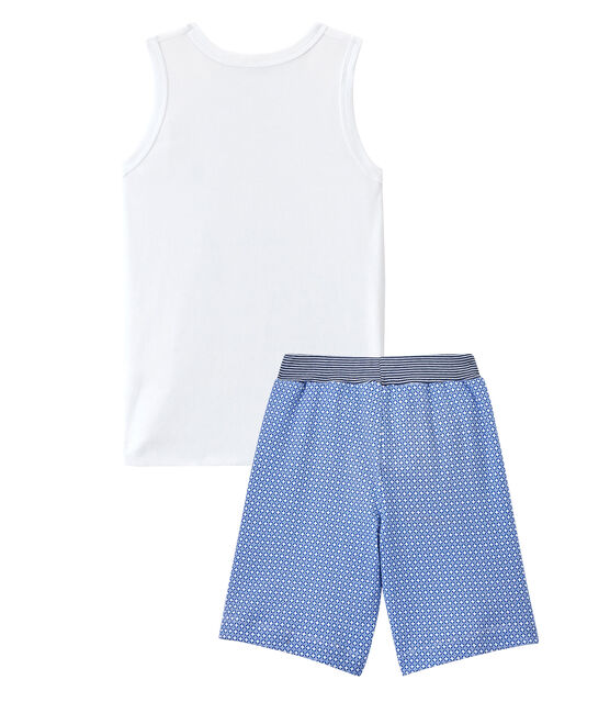 Short pyjama ECUME white/PERSE blue