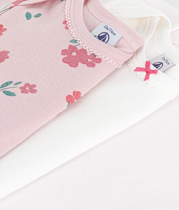 Pack of short-sleeved floral-print cotton bodies for babies multicolor