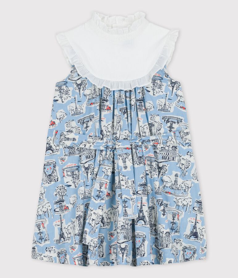 Girls' Printed Poplin Dress MARSHMALLOW white/MULTICO white