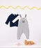 Babies' moss stitch cotton cardigan MEDIEVAL blue