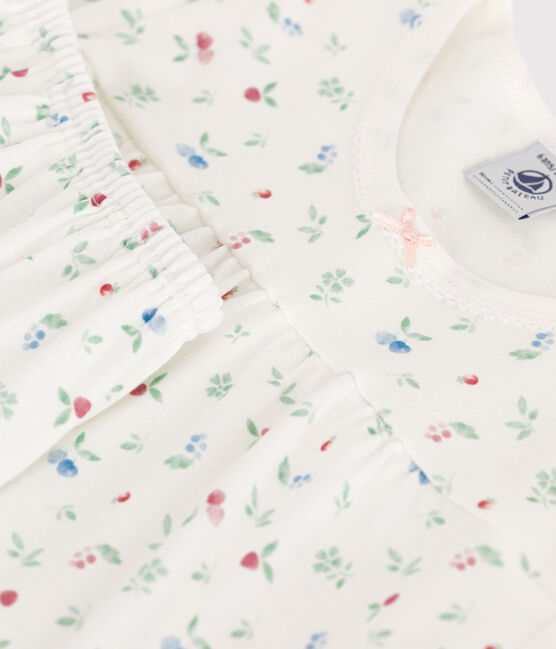 Children's short fruit pattern cotton pyjamas MARSHMALLOW white/MULTICO white