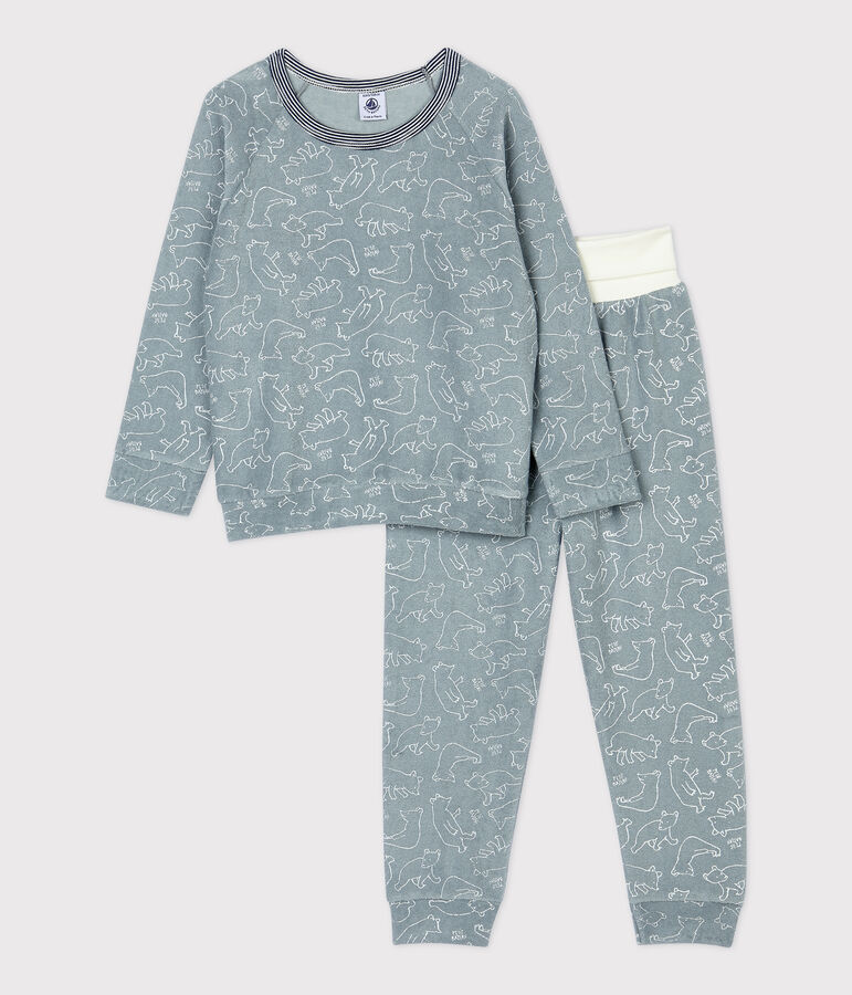 Unisex Bear Brushed Terry Towelling Pyjamas grey/white