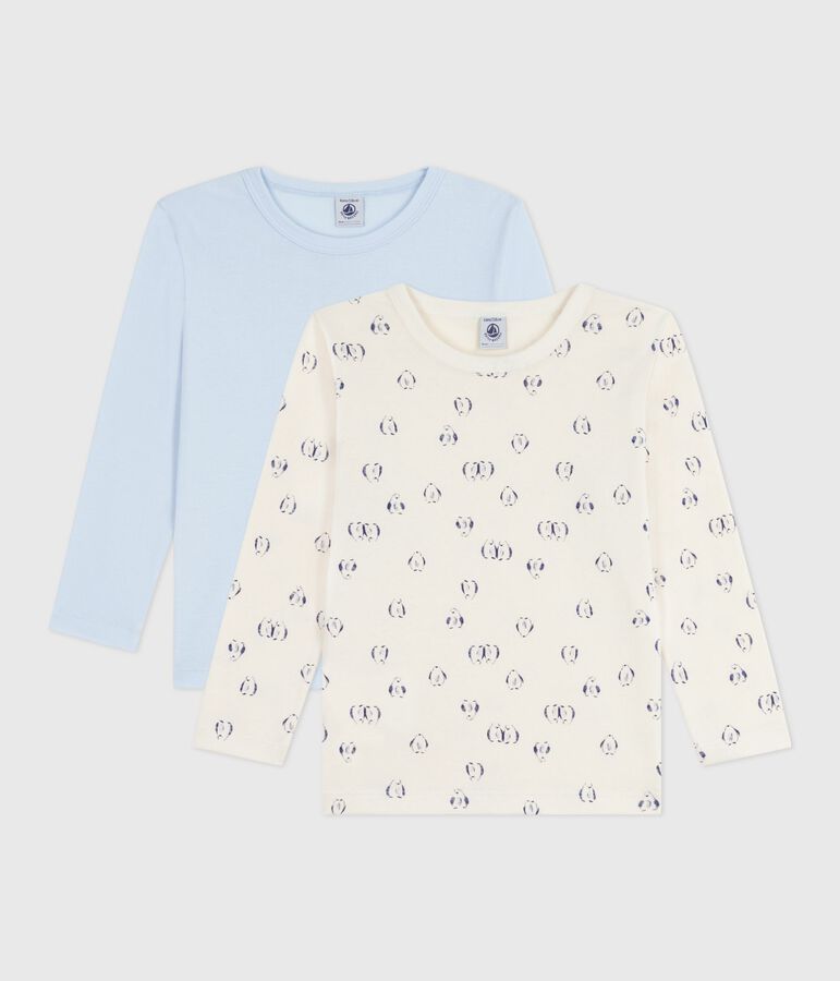 Children's long-sleeved printed cotton T-shirts - 2-Pack multicolor
