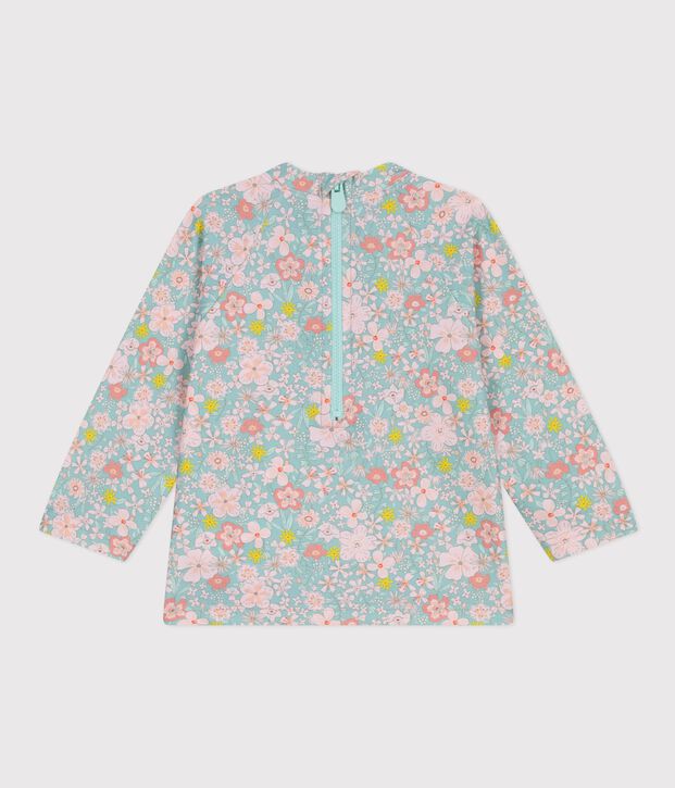 Babies' flower print UV protection T-shirt blue/multicolor