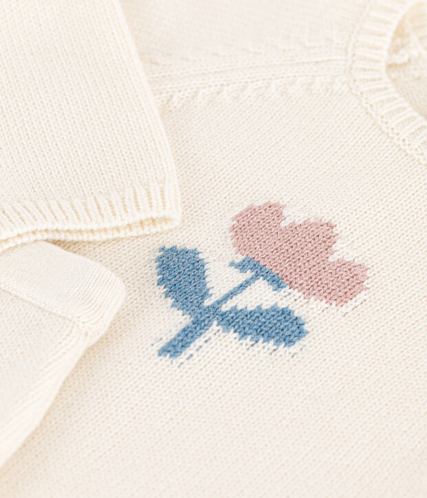 Babies' Wool/Cotton Knit 2-Piece Outfit white