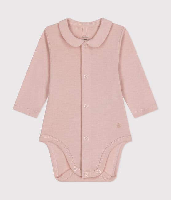 Babies' Long-Sleeved Bodysuit With a Collar SALINE pink