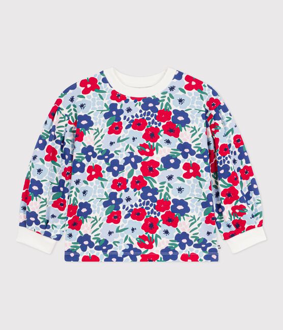 Children's floral print cotton sweatshirt MARSHMALLOW white/MULTICO white