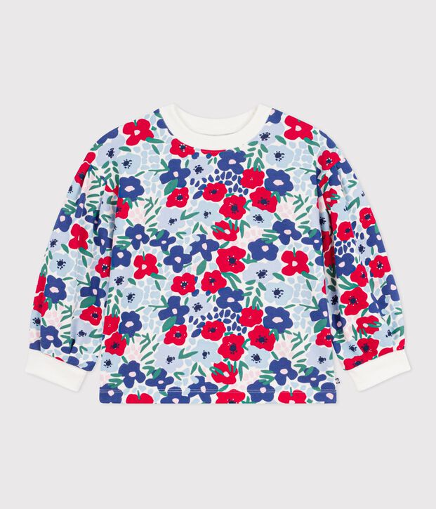 Children's floral print cotton sweatshirt white/multicolor