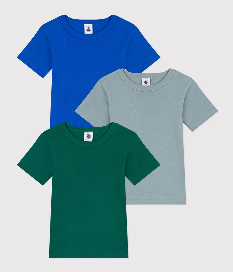 3-pack of boys' short-sleeved cotton T-shirts multicolor