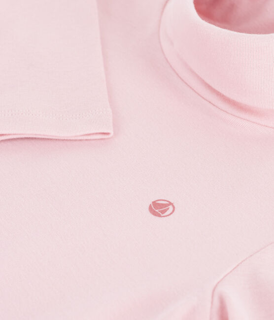 Children's plain cotton rollneck top JOLI pink