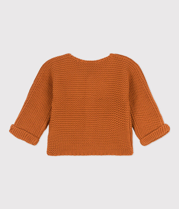 Babies' Moss Stitch Cotton Cardigan brown