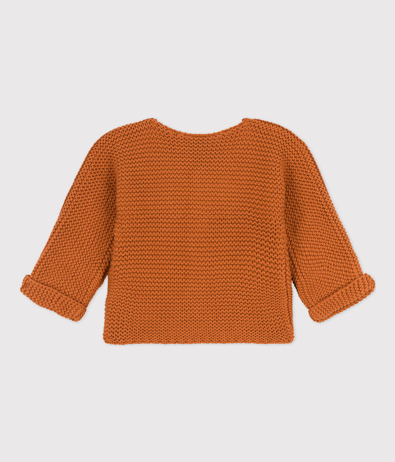 Babies' Moss Stitch Cotton Cardigan brown