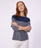 Women's stripy cotton Breton top SMOKING blue/MARSHMALLOW white