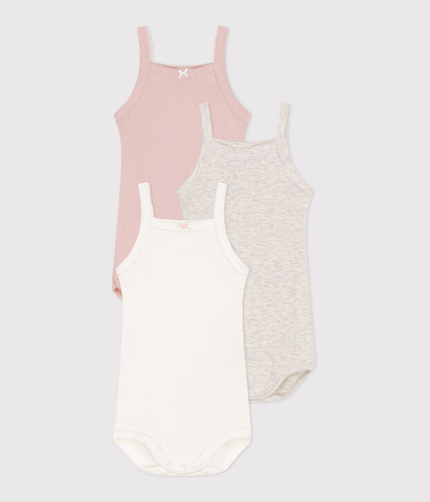 Babies' strappy plain cotton bodies - 3-Pack multicolor