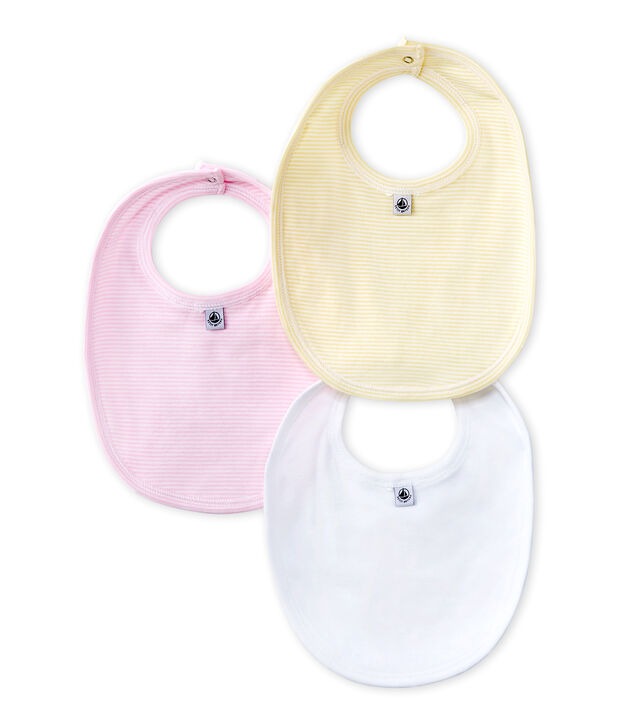 Set of 3 baby's bibs white