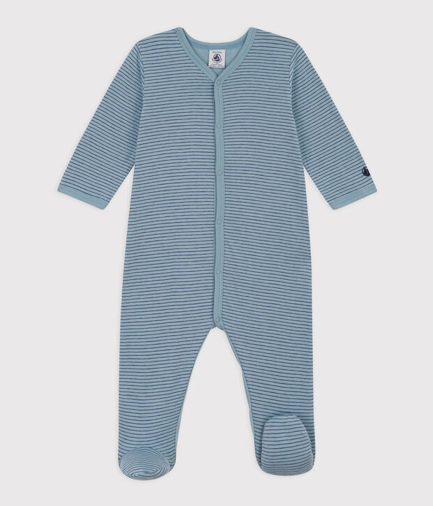 Stripy Tube Knit Sleepsuit blue/blue/blue