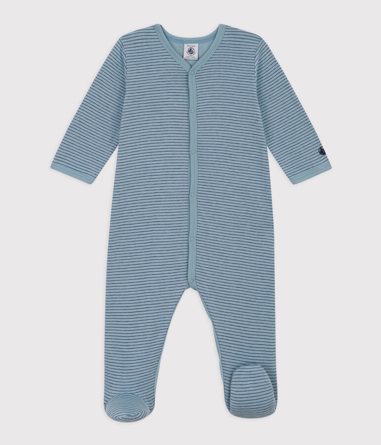 Stripy Tube Knit Sleepsuit blue/blue/blue