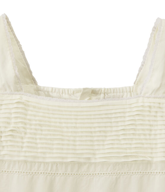 Girl's lace and cotton dress for special occasions MARSHMALLOW white