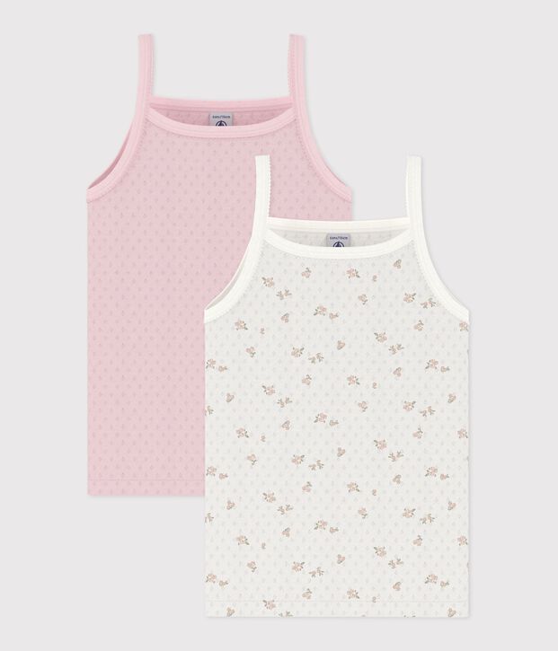 Pack of children's floral openwork cotton tank tops multicolor