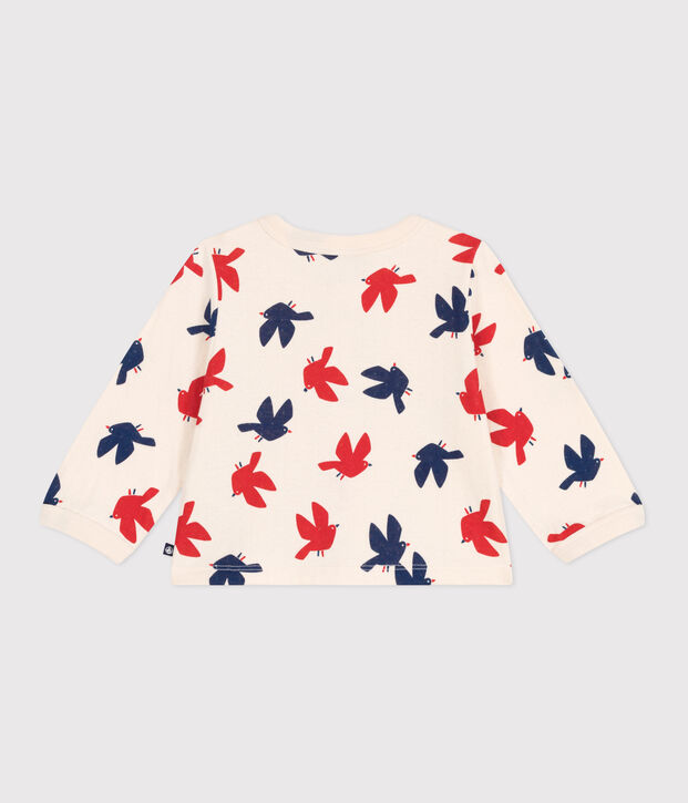 Babies' bird print cotton cardigan Ecru/multicolor