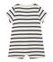 Baby boy striped short all-in-one COQUILLE beige/ABYSSE blue