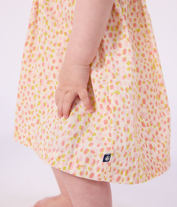 Babies' sleeveless printed cotton dress white/multicolor