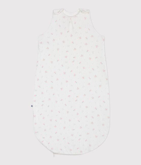 Babies' 0.5 TOG floral cotton sleeping bag MARSHMALLOW white/MULTICO white