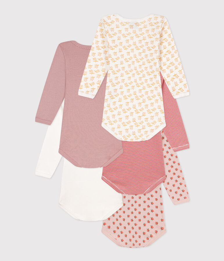 Babies' Floral Long-Sleeved Cotton Bodysuits - 5-Pack multicolor