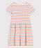 Children's short-sleeved stripy cotton dress with a heart badge AVALANCHE white/MULTICO