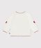 Babies' jaquard-patterned cardigan knitted in wool and cotton white/red