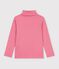Children's plain cotton rollneck top pink
