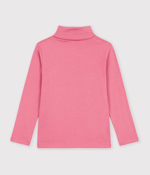 Children's plain cotton rollneck top pink