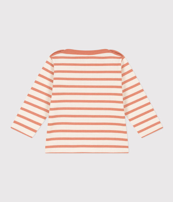 Babies' Thick Jersey Breton Top AVALANCHE pink/SIENNA white