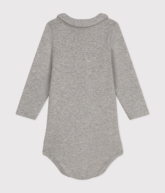 Babies' Long-Sleeved Cotton Bodysuit With Collar CHATON CHINE grey